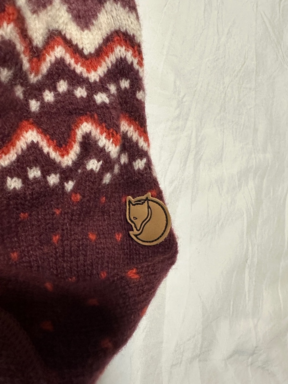 Fjallraven Cozy Knit Sweater in Dusty “Dark Garnet” Burgundy and Plum - Picture 3 of 4